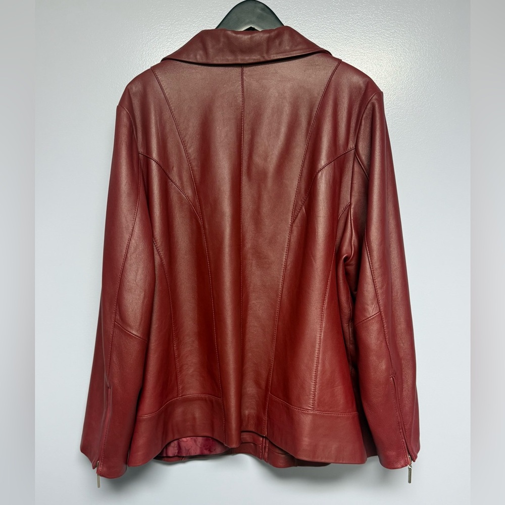 Lane Bryant Women's full zip Red Leather Jacket size 22/24 - Picture 2 of 16